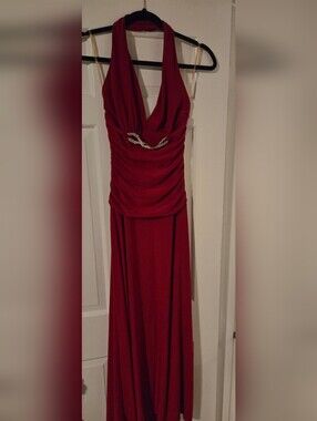 B. Darlin Y2k Red Halter High/Low Prom Dress